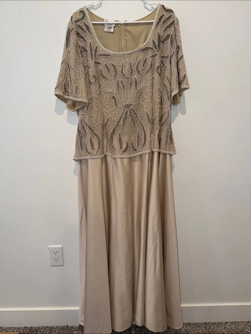 Vintage Stenay Beaded Silk Dress Cream Maxi Women's Size 18 Vintage Stenay Beaded Silk Dress Cream Maxi Women's Size 18
